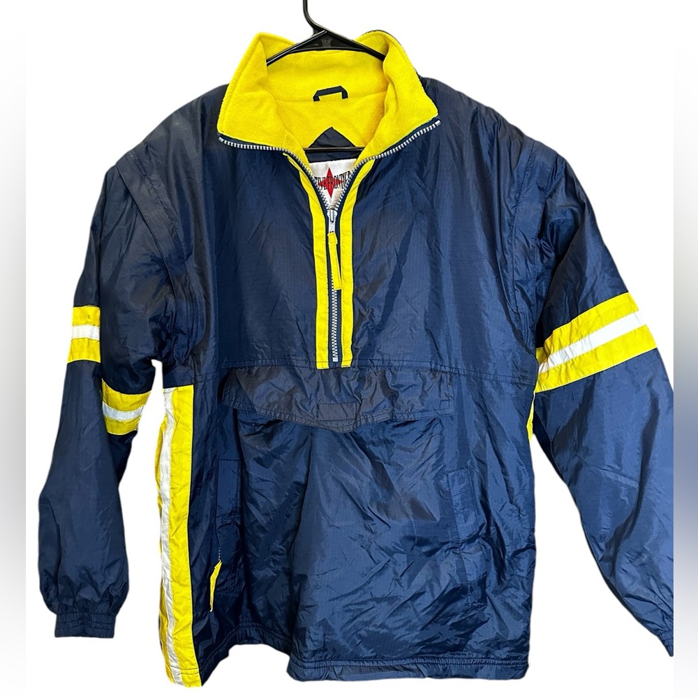 Vintage Active Frontier Nylon stadium jacket/vest navy &‎ yellow small